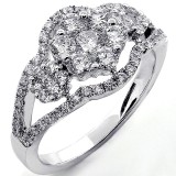 1.28 Cts Diamond Cocktail Ring Set in18K White Gold